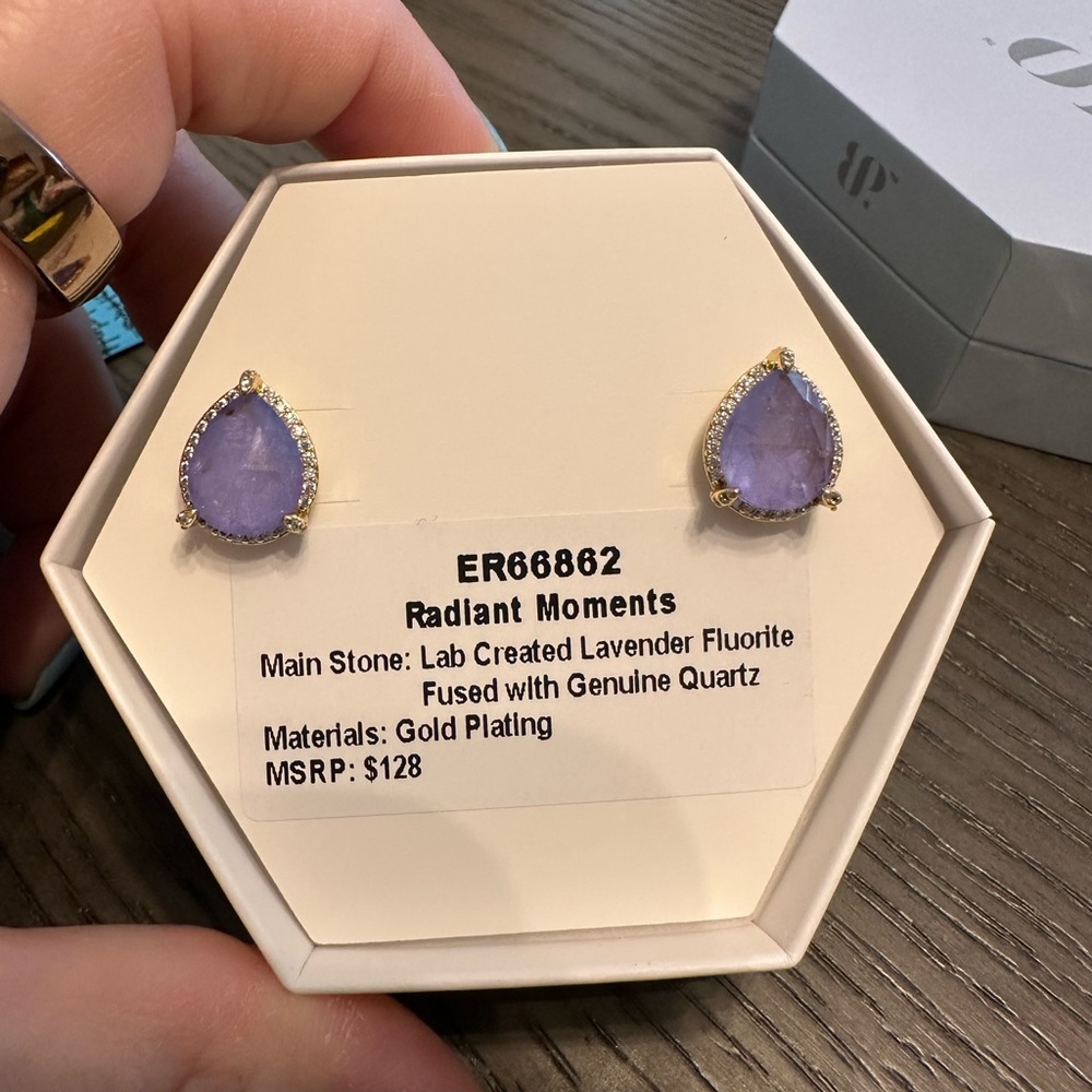 Radiant Moments Lavender Earrings with Gold Plating